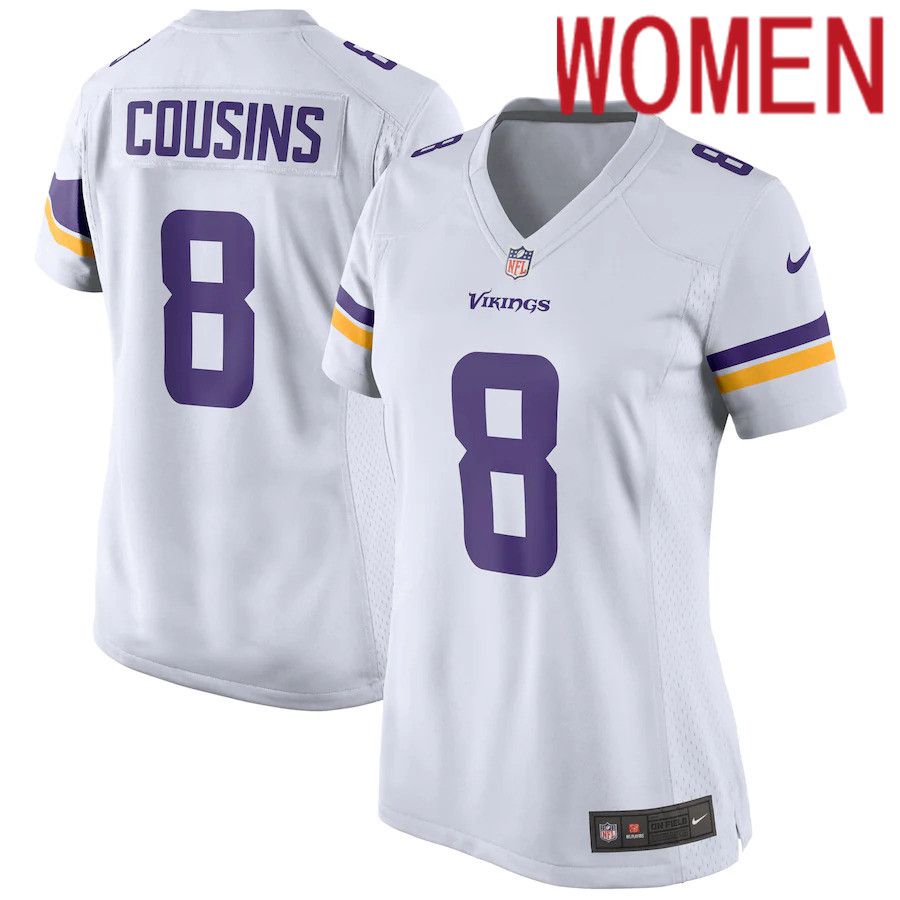 Women Minnesota Vikings 8 Kirk Cousins Nike White Game NFL Jersey